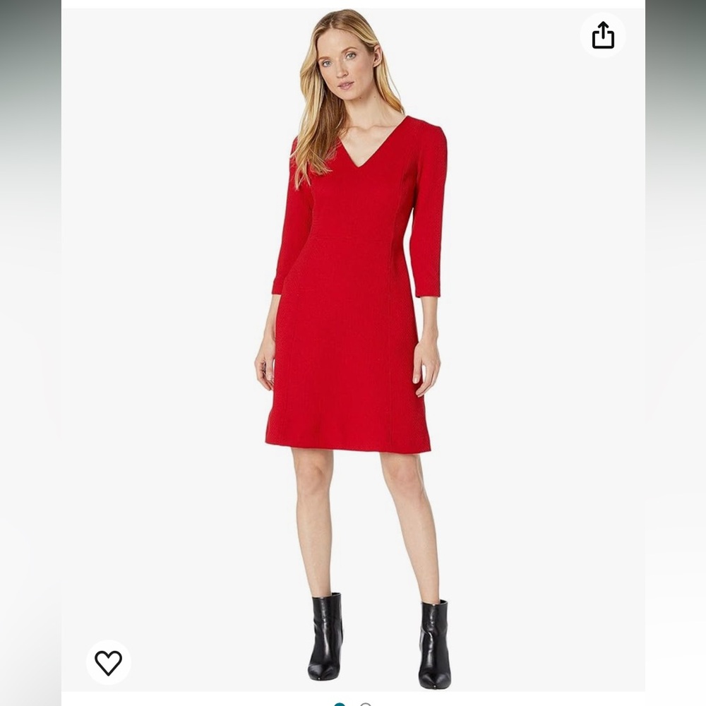Lauren Ralph Lauren Womens Edita Textured V-Neck Wear to Work
Dress Red‎ 2 NWT